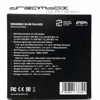Dreambox Wireless 600Mbps Dual Band USB 2.0 Adapter inkl. Antenne