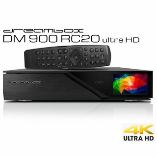 Dreambox DM900 RC20 UHD 4K E2 Linux PVR Receiver schwarz 1x DUAL DVB-S2X MS ohne Wifi Antenne