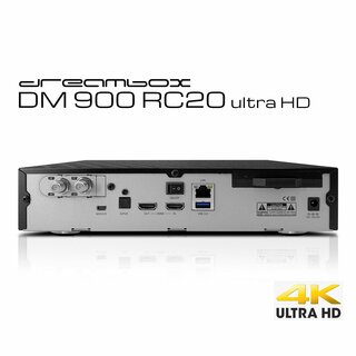 Dreambox DM900 RC20 UHD 4K E2 Linux PVR Receiver schwarz 1x DUAL DVB-S2X MS mit Wifi Antenne