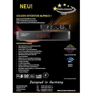 Golden Interstar ALPHA X CA H.265 HEVC Full HD Multistream Sat DVB-S2+IP Receiver