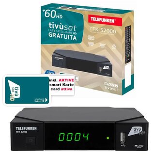 Telefunken TFK-S2000 Full HD Sat-Receiver mit Aktiver TIVUSAT Karte