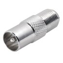 Adapter F-Kupplung - / Koaxstecker 9,5 mm, vernickelt