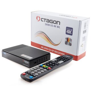 OCTAGON SX98 V2 4K WL UHD Linux 1x DVB-S2 Sat IP-Receiver (Dolby Digital+, Dual-WiFi, LAN, CA)