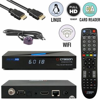 OCTAGON SFX6018 WL S2+IP Full HD Sat IP-Receiver (Linux E2 & Define OS, DVB-S2, 1080p, HDMI, WiFi)