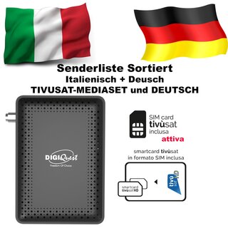 Digiquest Microsat Full HD  tivusat Original mit Aktivierter integrierter SIM Karte Mediaset