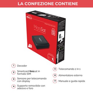 Digiquest Microsat Full HD  tivusat Original mit Aktivierter integrierter SIM Karte Mediaset