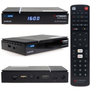 OCTAGON SPIRIT PRO MAX 8K UHD HDR10+ ANDROID TV OTT MEDIA STREAMING BOX 5G WLAN BT RCU