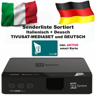 TeleSystem TS9018 Full HD Sat-Receiver mit Aktiver TIVUSAT Karte Original