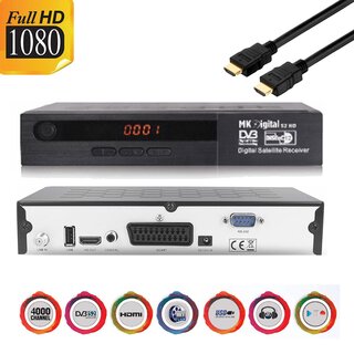 MK Digital S2 HD 1080p FULL HD Sat Receiver Scart, HDMI, EPG USB Mediaplayer Astra-Hotbird-Türksat vorprogrammiert