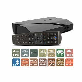 Dreambox Play Black UltraHD 4K UHD Android TV 11 IP-Receiver Dual WiFi, LAN, Bluetooth, HDMI
