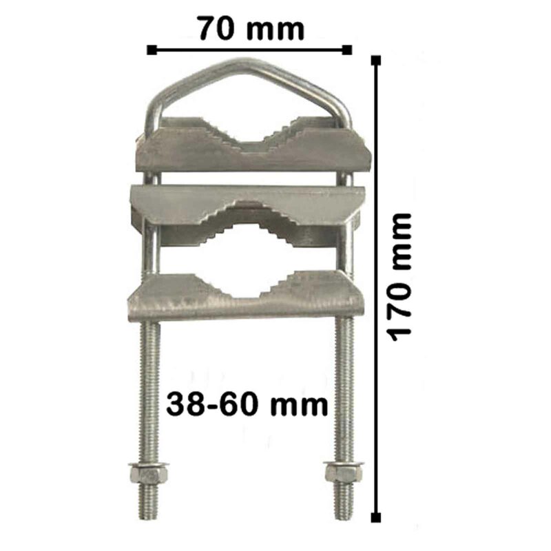 2x Mast-Doppelschelle zum Verbinden von Masten / Rohren (30-48mm)