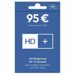 HD-Plus-Verlngerung inkl. mobiles Fernsehen mit HD+ ToGo (Fr 12 Monate, schneller Mail-Versand)