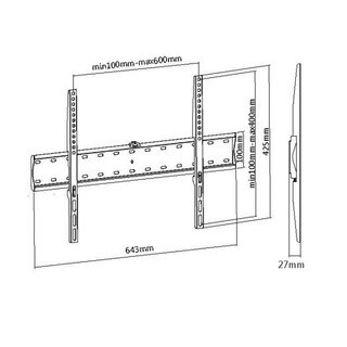 DMP WH PLB 117 L schwarz V-Wandhalterung 107cm (42) - 178cm (70)