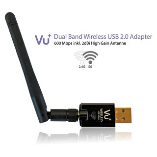 VU+ Dual Band Wireless USB 2.0 Adapter 600 Mbps inkl. Antenne