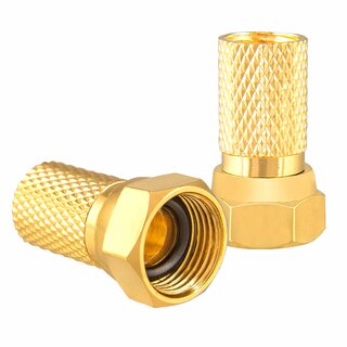 F-Stecker GOLD 7mm Twist-On-Stecker Breite Mutter mit Gummi Dichtung